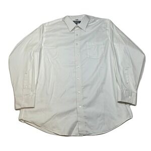 Kenneth Cole Reaction Dress Shirt Mens XL 17-17.5‎ White Non Iron Long Sleeve
